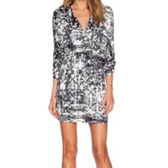 Parker Black And White Long Sleeve Dress